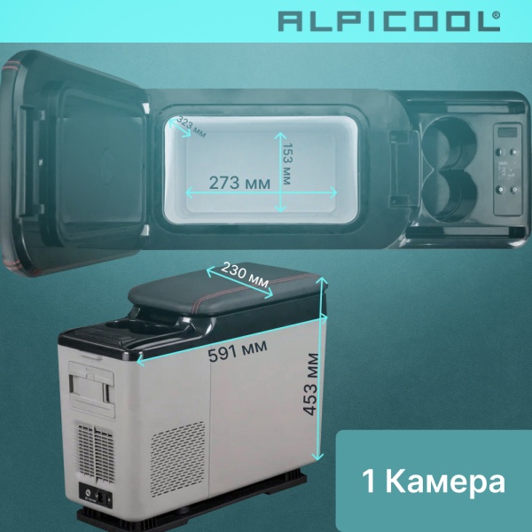 Автохолодильник-подлокотник Alpicool CF15 (12/24)